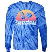 Peace Love And Country Music Funny Gift Tie-Dye Long Sleeve Shirt