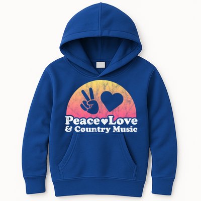 Peace Love And Country Music Funny Gift Kids Hoodie