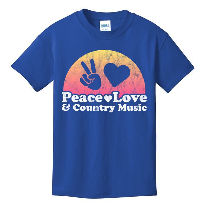 Peace Love And Country Music Funny Gift Kids T-Shirt