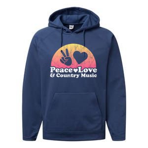 Peace Love And Country Music Funny Gift Performance Fleece Hoodie