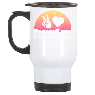 Peace Love And Country Music Funny Gift Stainless Steel Travel Mug