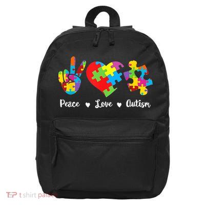 Peace Love Autism In April For Autism Awareness 16 in Basic Backpack