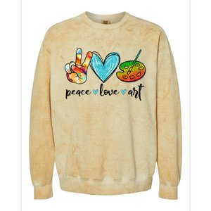 Peace Love Art Painting Palette Funny Art Teacher Gifts Colorblast Crewneck Sweatshirt