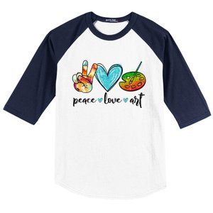 Peace Love Art Painting Palette Funny Art Teacher Gifts Baseball Sleeve Shirt