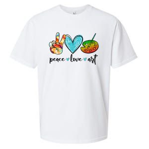 Peace Love Art Painting Palette Funny Art Teacher Gifts Sueded Cloud Jersey T-Shirt