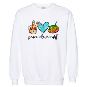 Peace Love Art Painting Palette Funny Art Teacher Gifts Garment-Dyed Sweatshirt