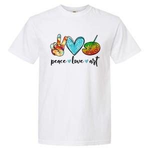 Peace Love Art Painting Palette Funny Art Teacher Gifts Garment-Dyed Heavyweight T-Shirt