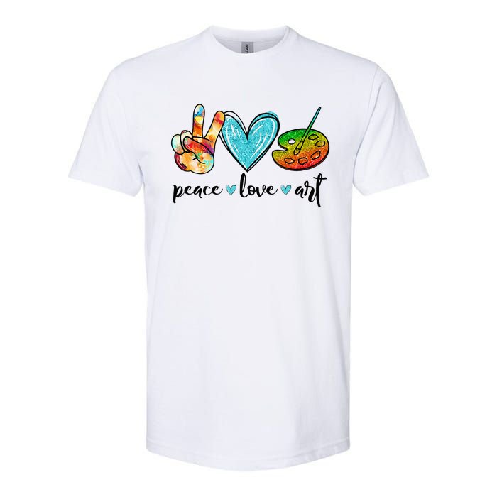 Peace Love Art Painting Palette Funny Art Teacher Gifts Softstyle CVC T-Shirt