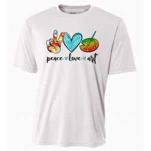 Peace Love Art Painting Palette Funny Art Teacher Gifts Cooling Performance Crew T-Shirt