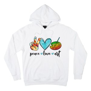 Peace Love Art Painting Palette Funny Art Teacher Gifts Hoodie