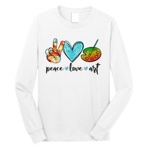 Peace Love Art Painting Palette Funny Art Teacher Gifts Long Sleeve Shirt