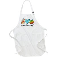 Peace Love Art Painting Palette Funny Art Teacher Gifts Full-Length Apron With Pockets