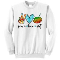 Peace Love Art Painting Palette Funny Art Teacher Gifts Sweatshirt