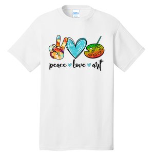 Peace Love Art Painting Palette Funny Art Teacher Gifts Tall T-Shirt