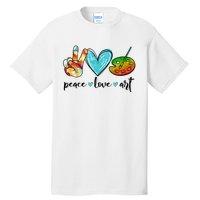 Peace Love Art Painting Palette Funny Art Teacher Gifts Tall T-Shirt