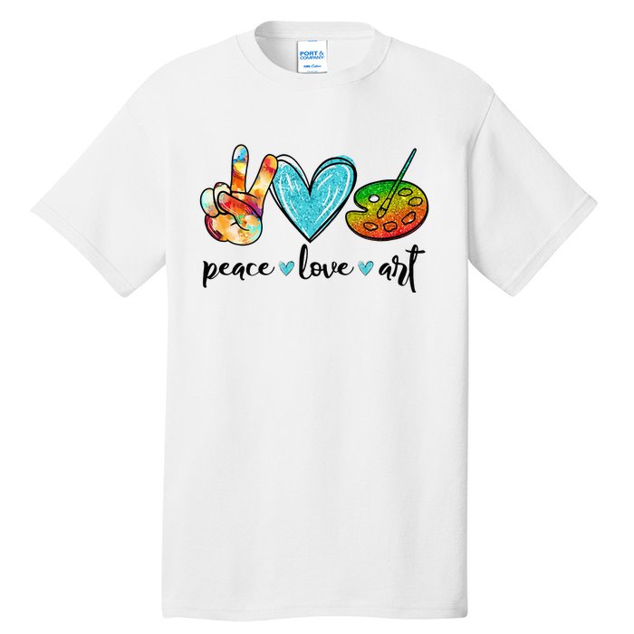 Peace Love Art Painting Palette Funny Art Teacher Gifts Tall T-Shirt