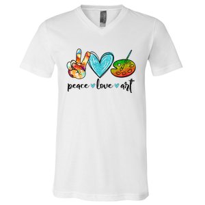 Peace Love Art Painting Palette Funny Art Teacher Gifts V-Neck T-Shirt