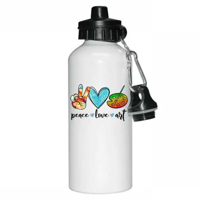 Peace Love Art Painting Palette Funny Art Teacher Gifts Aluminum Water Bottle