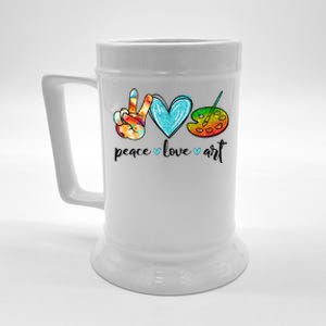 Peace Love Art Painting Palette Funny Art Teacher Gifts Beer Stein