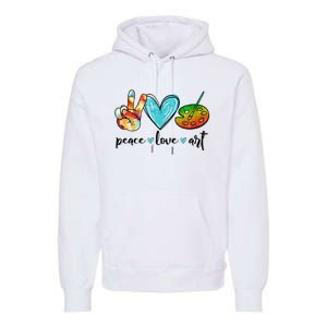 Peace Love Art Painting Palette Funny Art Teacher Gifts Premium Hoodie