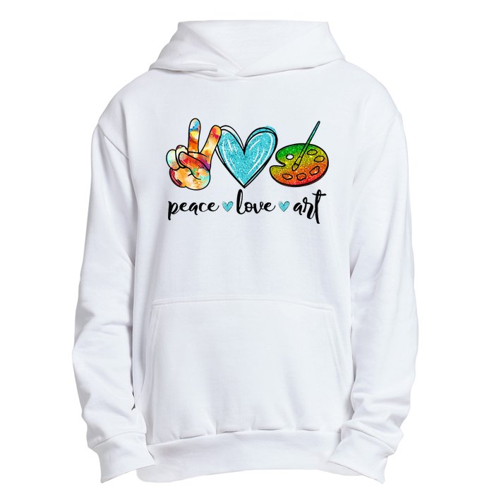 Peace Love Art Painting Palette Funny Art Teacher Gifts Urban Pullover Hoodie