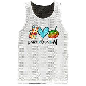 Peace Love Art Painting Palette Funny Art Teacher Gifts Mesh Reversible Basketball Jersey Tank