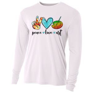 Peace Love Art Painting Palette Funny Art Teacher Gifts Cooling Performance Long Sleeve Crew