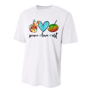 Peace Love Art Painting Palette Funny Art Teacher Gifts Performance Sprint T-Shirt