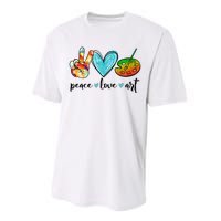 Peace Love Art Painting Palette Funny Art Teacher Gifts Performance Sprint T-Shirt