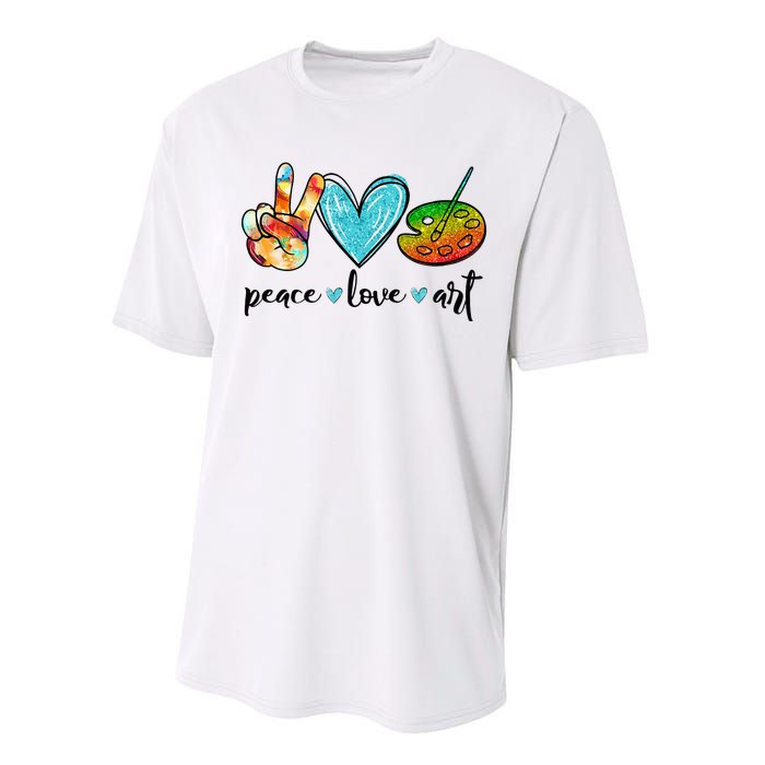 Peace Love Art Painting Palette Funny Art Teacher Gifts Performance Sprint T-Shirt