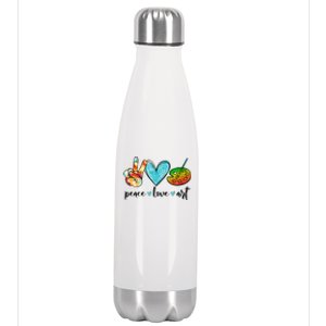 Peace Love Art Painting Palette Funny Art Teacher Gifts Stainless Steel Insulated Water Bottle