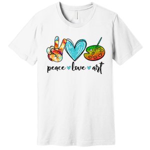 Peace Love Art Painting Palette Funny Art Teacher Gifts Premium T-Shirt