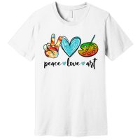 Peace Love Art Painting Palette Funny Art Teacher Gifts Premium T-Shirt