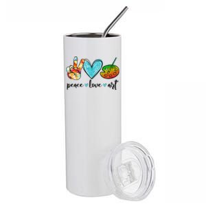 Peace Love Art Painting Palette Funny Art Teacher Gifts Stainless Steel Tumbler