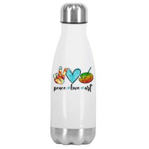 Peace Love Art Painting Palette Funny Art Teacher Gifts Stainless Steel Insulated Water Bottle