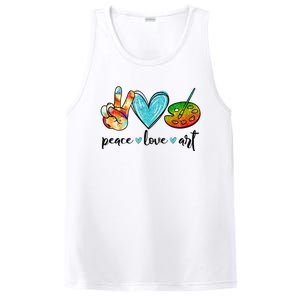 Peace Love Art Painting Palette Funny Art Teacher Gifts PosiCharge Competitor Tank