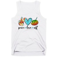 Peace Love Art Painting Palette Funny Art Teacher Gifts Tank Top