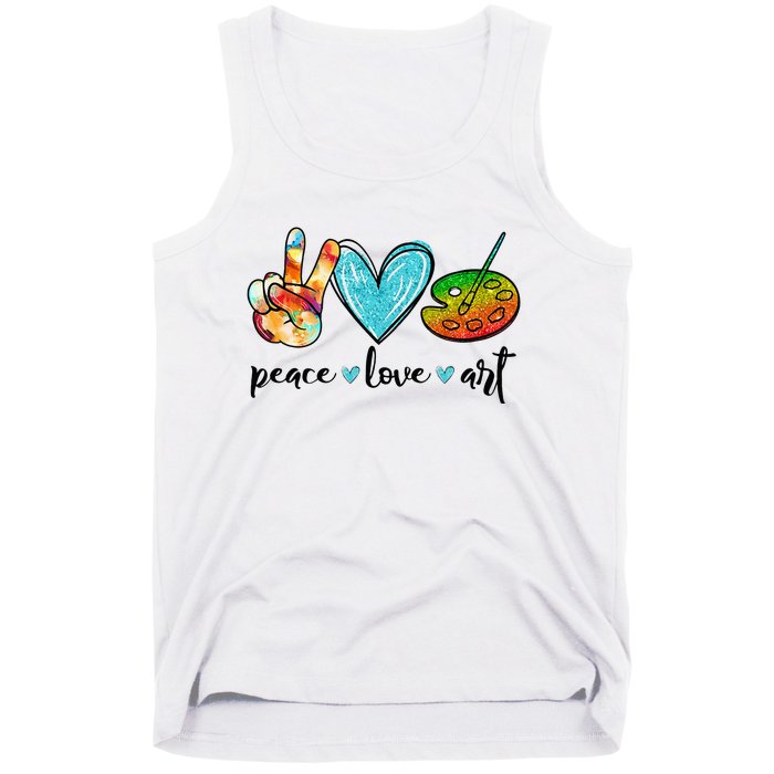 Peace Love Art Painting Palette Funny Art Teacher Gifts Tank Top