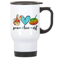 Peace Love Art Painting Palette Funny Art Teacher Gifts Stainless Steel Travel Mug