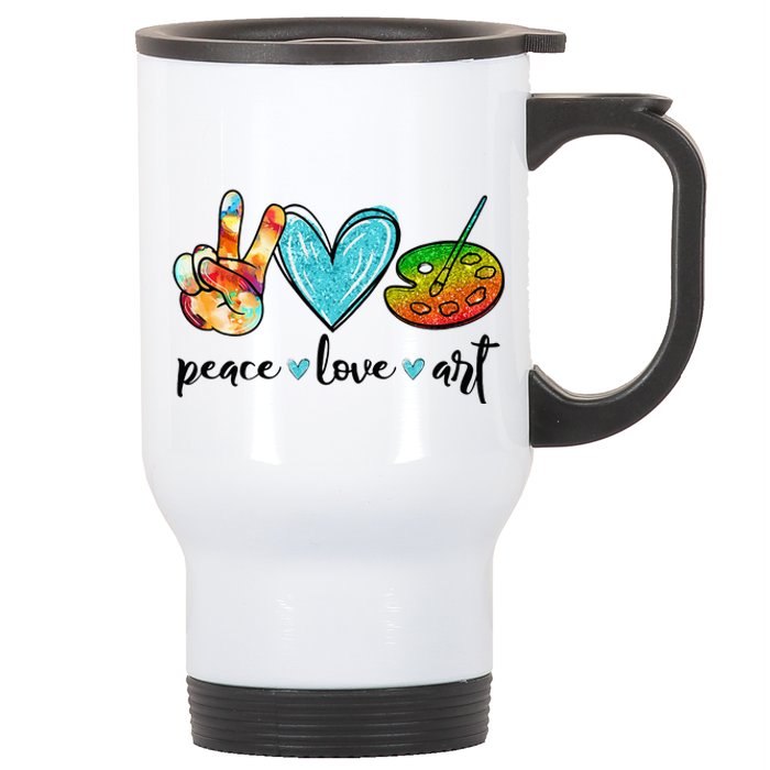 Peace Love Art Painting Palette Funny Art Teacher Gifts Stainless Steel Travel Mug