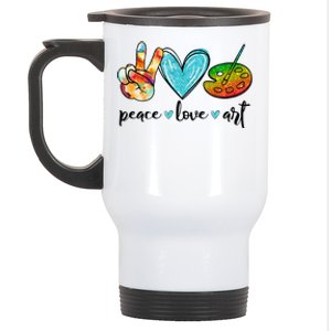 Peace Love Art Painting Palette Funny Art Teacher Gifts Stainless Steel Travel Mug