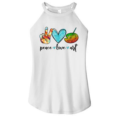 Peace Love Art Painting Palette Funny Art Teacher Gifts Women’s Perfect Tri Rocker Tank