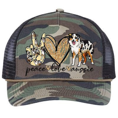 Peace Love Aussie Aussie Mom Dog Mom Mors Day Retro Rope Trucker Hat Cap