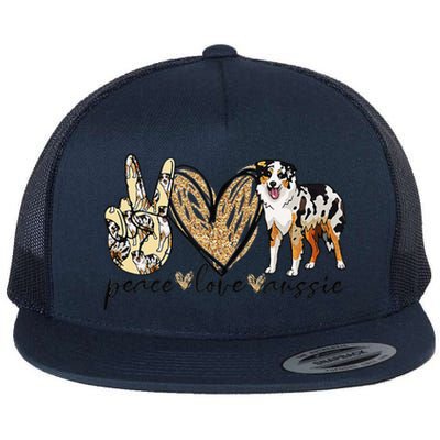 Peace Love Aussie Aussie Mom Dog Mom Mors Day Flat Bill Trucker Hat