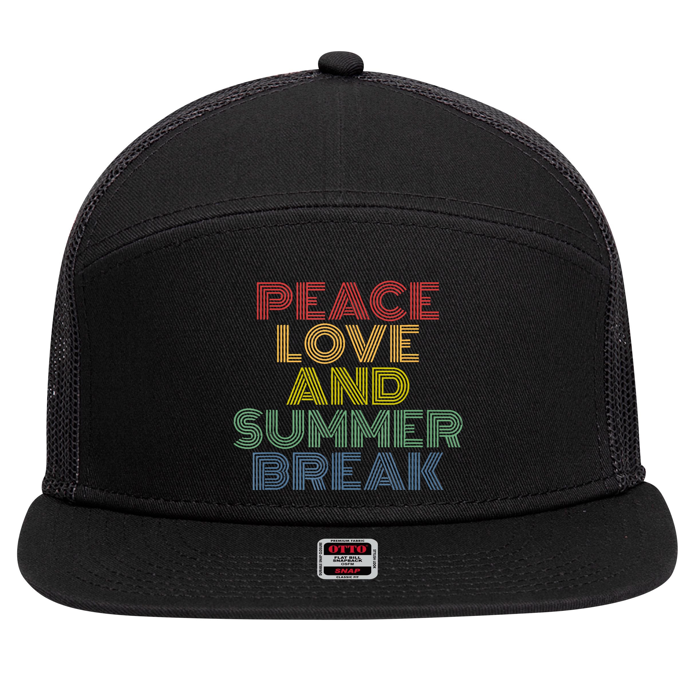 Peace Love And Summer Break Summer Lover 7 Panel Mesh Trucker Snapback Hat