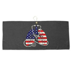 Patriotic Lungs American Flag Respiratory Therapist Large Microfiber Waffle Golf Towel