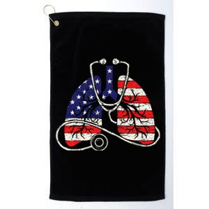 Patriotic Lungs American Flag Respiratory Therapist Platinum Collection Golf Towel