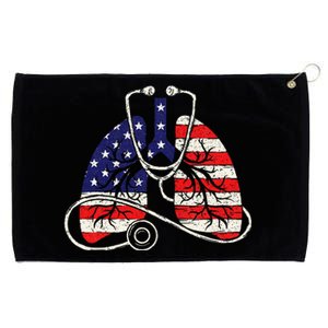 Patriotic Lungs American Flag Respiratory Therapist Grommeted Golf Towel