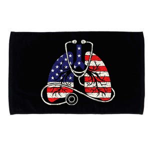 Patriotic Lungs American Flag Respiratory Therapist Microfiber Hand Towel