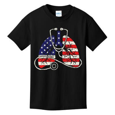 Patriotic Lungs American Flag Respiratory Therapist Kids T-Shirt